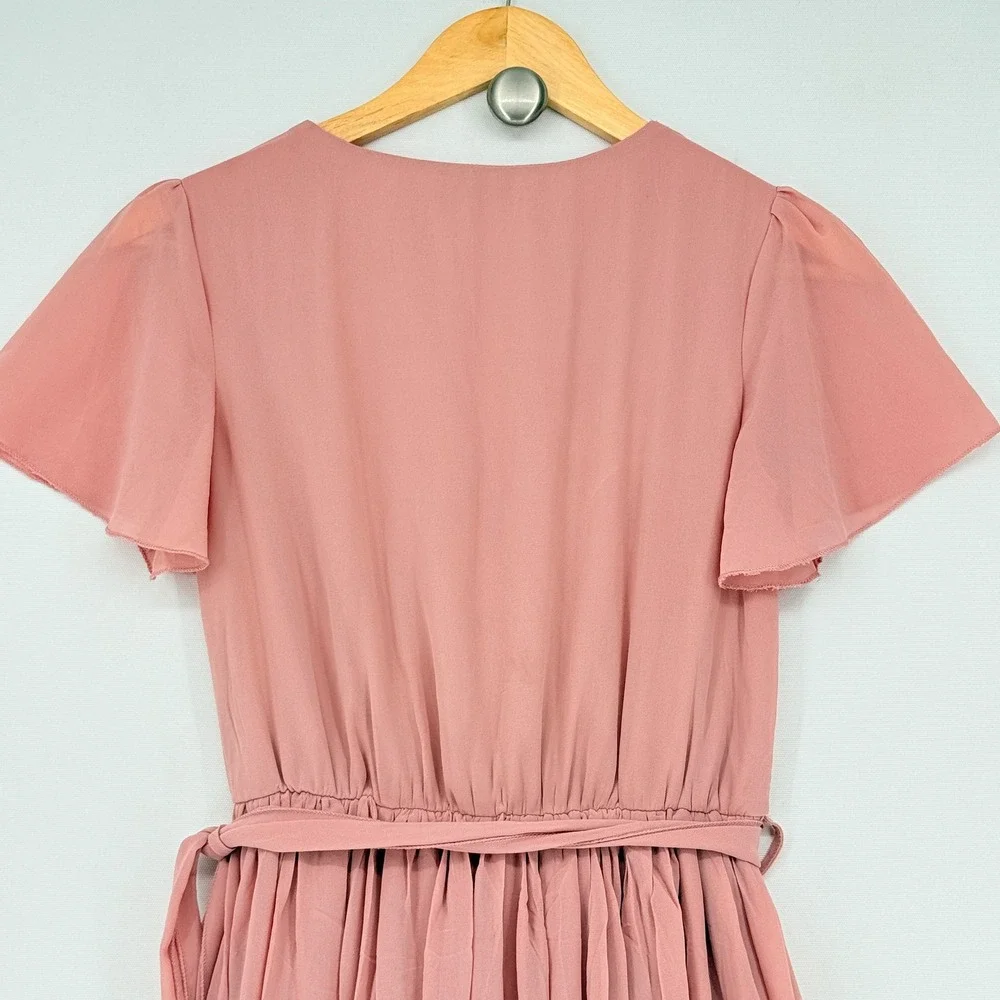 Baltic Born Maxi Dress Womens Small Pink Flutter Sleeve Boho Romantic Soft NEW